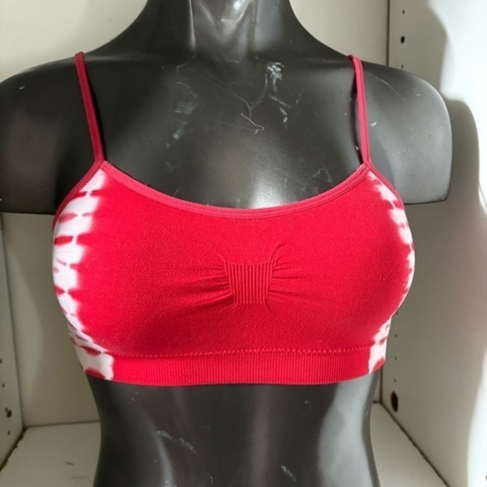 Woman’s red and white sports bra size small (brand unknown, fits like small)